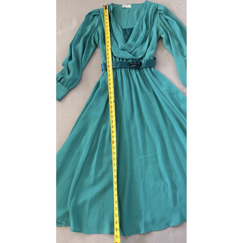 Vintage Emma Domb California Teal Chiffon Romantic Whimsigoth Party Dress Small - Picture 9 of 15